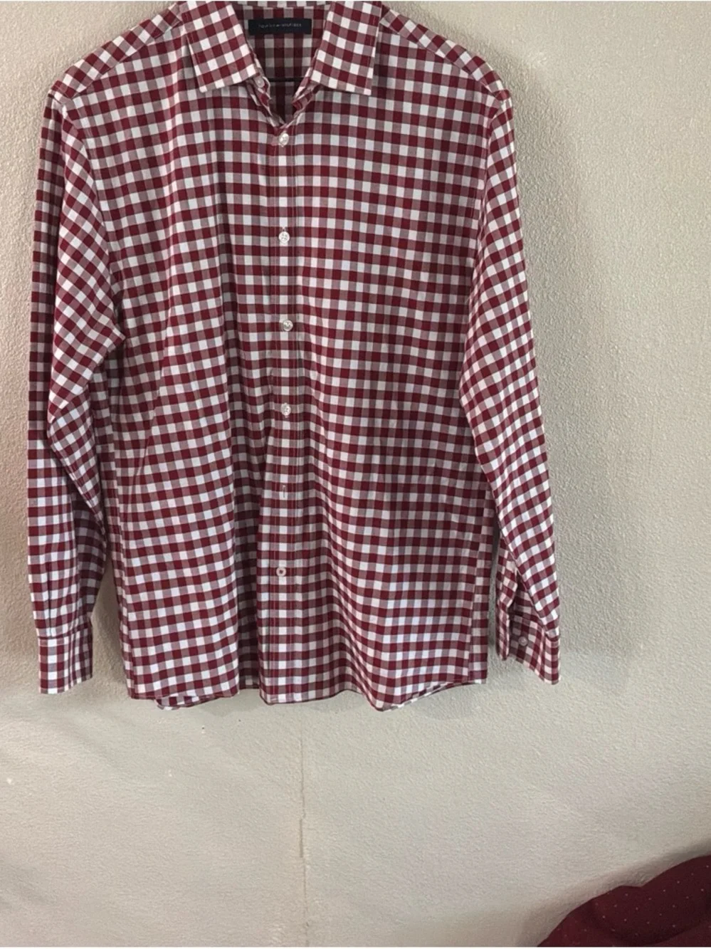 Tommy Hilfiger Red and White Check Button-Down Shirt